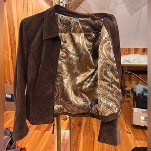 Liz Claiborne suede jacket with paisley satin lining
